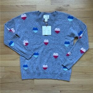 Cynthia Rowley V-neck Cashmere Sweater! New With Tags! Large ❤️♥️🤍🩵💙 Valentine